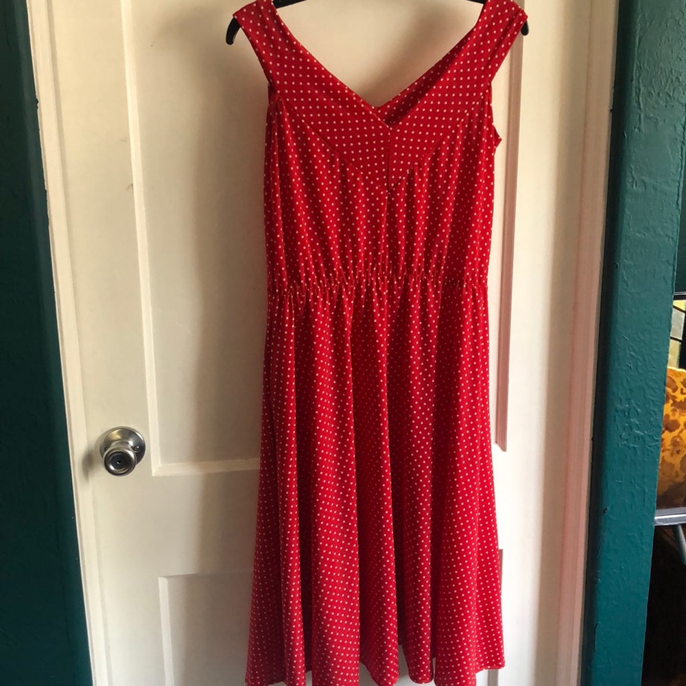 Pinky Pinups Red and White V Neck Swing Dress